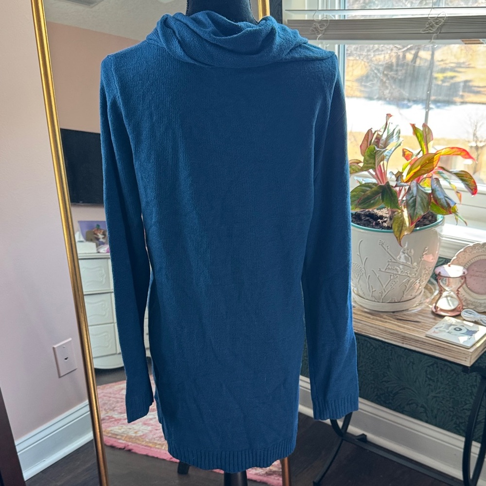 New York & Company Cowl Neck Blue Sweater - Picture 3 of 6
